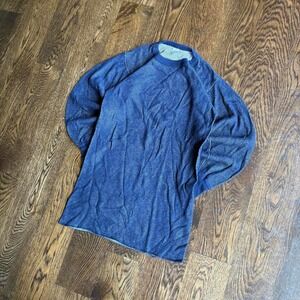 VTG 80s Morgan Mills Performance Wear Thermal Shirt L Tall Waffle Grid Knit Blue